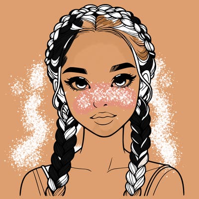 realistic girl with braids