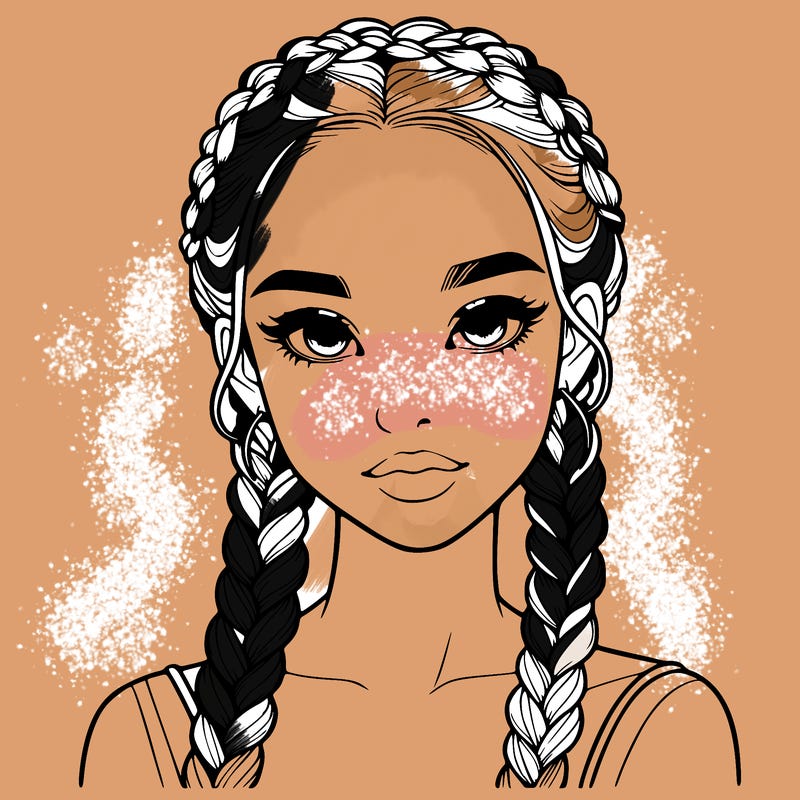 realistic girl with braids