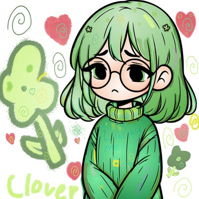 sad girl with glasses in a sweater