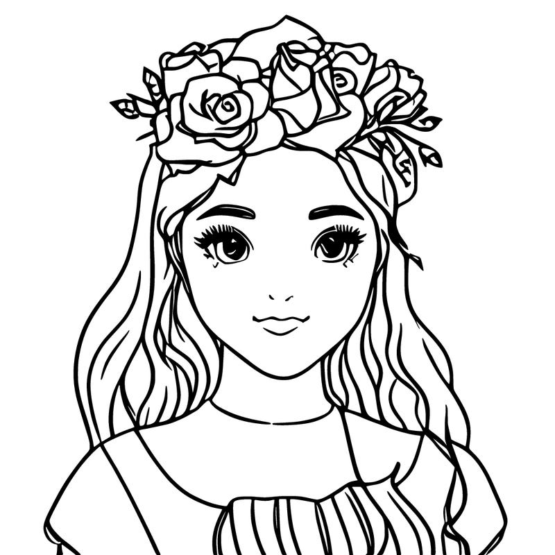 girl with petals on her head and roses