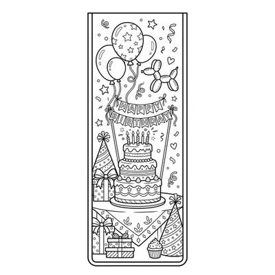 Get ready to celebrate with this cheerful Birthday Bookmark coloring page! It features all the classic party elements, making it a perfect activity to mark a special day and keep your place in a favorite book.