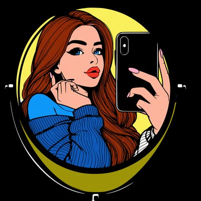 realistic girl taking mirror selfie beautiful