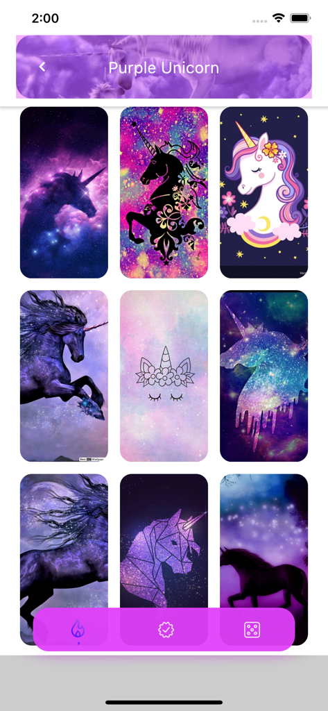 Unicorn Wallpaper HD - A gallery of purple and fantasy themed unicorn wallpapers for mobile devices