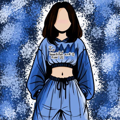 realistic girl faceless with baggy pants and a crop top