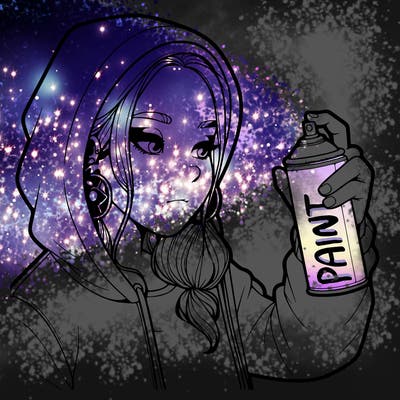 a realistic girl, spray painting