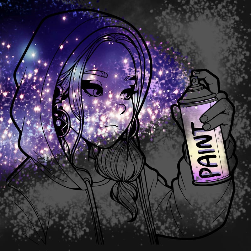 a realistic girl, spray painting