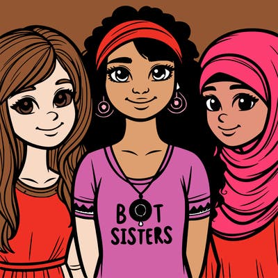 three sisters with a best sisters necklace