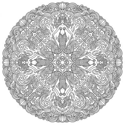 Unleash your creativity with this stunning Siren Mermaids Mandala coloring page, featuring intricate designs of mythical sea beings. Perfect for a relaxing and immersive coloring experience that transports you to an underwater realm.
