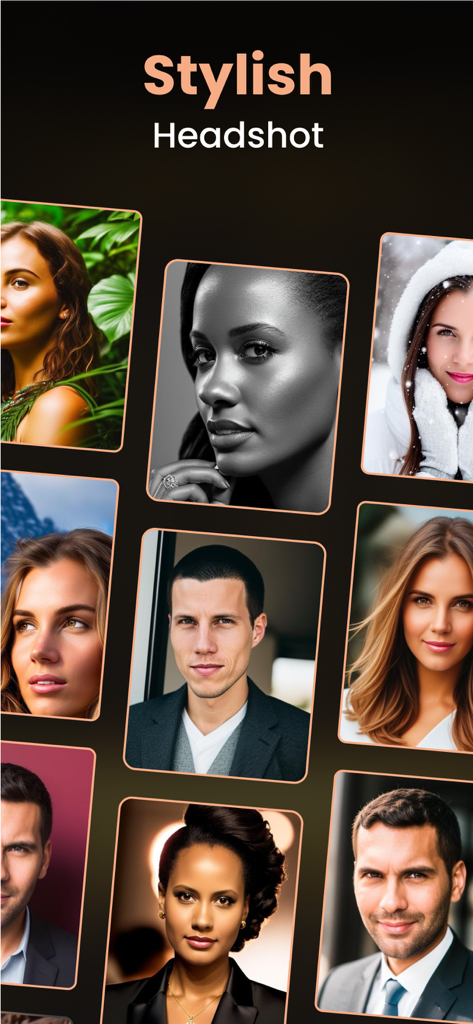 AI Headshot Generator - Pro - Una colección de retratos generados por IA, diversos, profesionales y elegantes para hombres y mujeres.