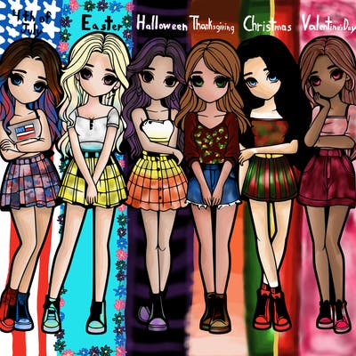 a group of girls realistic