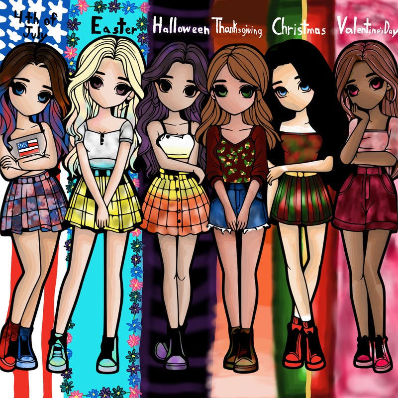 a group of girls realistic