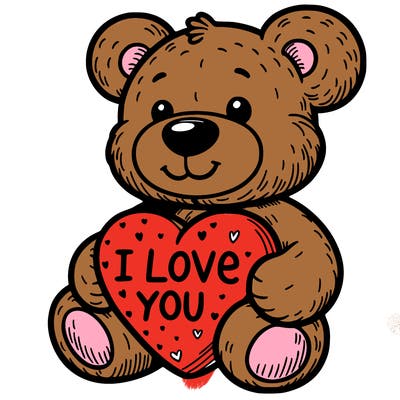 teddy bear holding an i love you heart