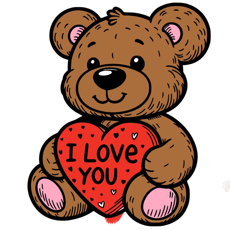 teddy bear holding an i love you heart