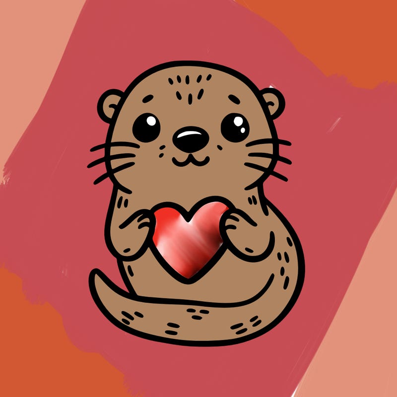 otter with a heart