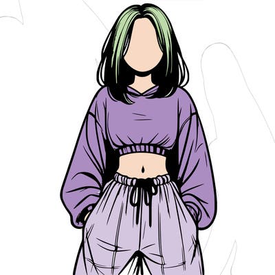 realistic girl faceless with baggy pants and a crop top