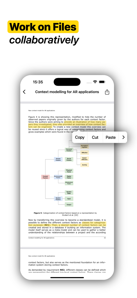hashcloud - Cloud Storage - Schermata mobile che mostra la modifica collaborativa di documenti con evidenziazione del testo nell'app hashcloud.