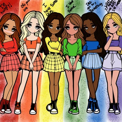 a group of girls realistic