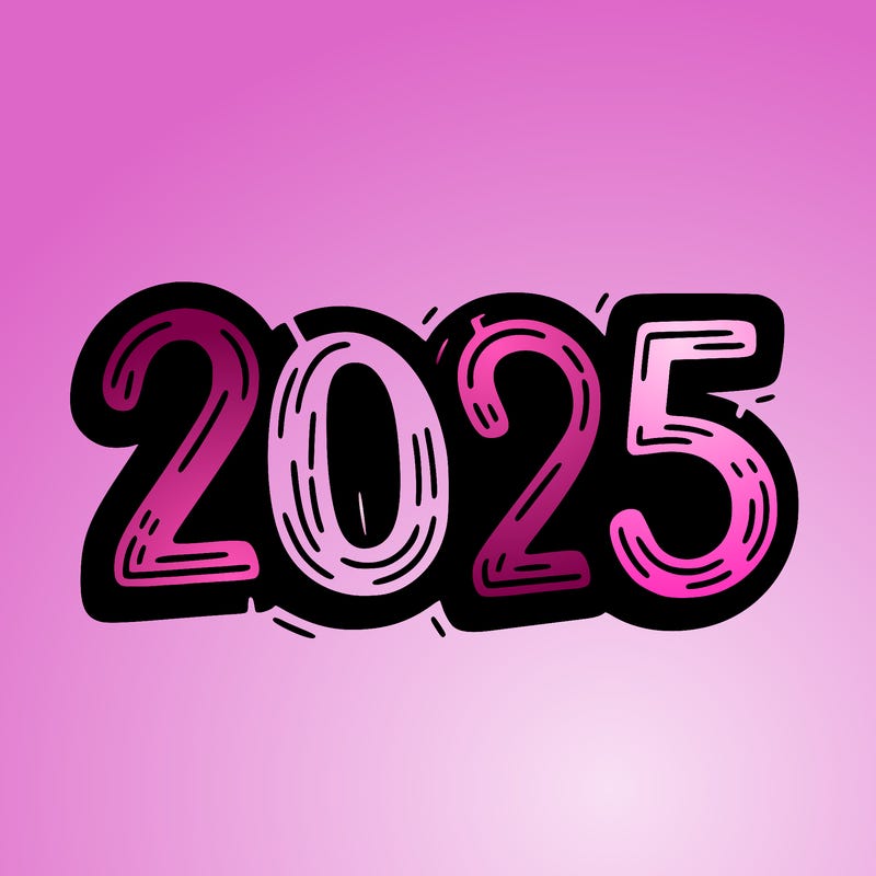 one line scrawled numbers sketch design “2025”