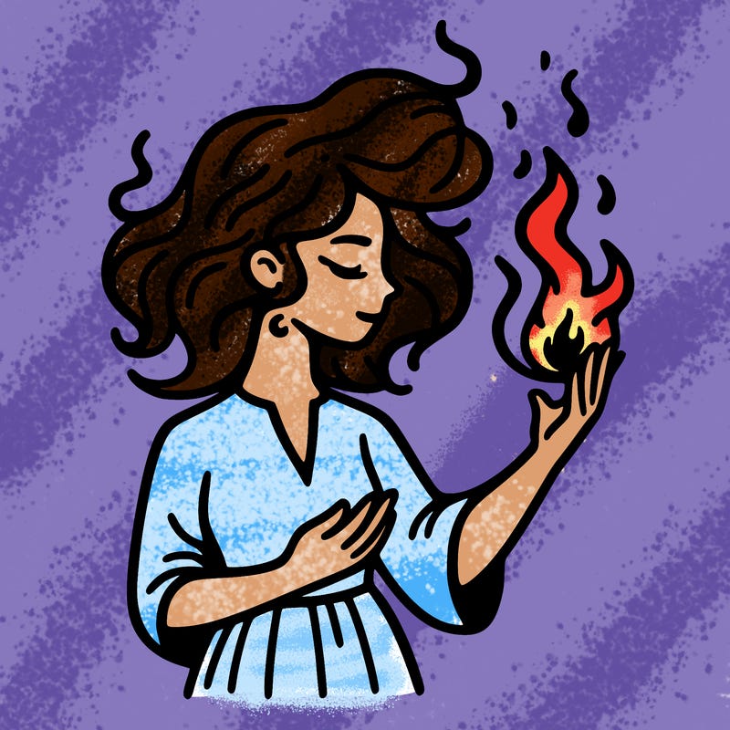 woman with fire