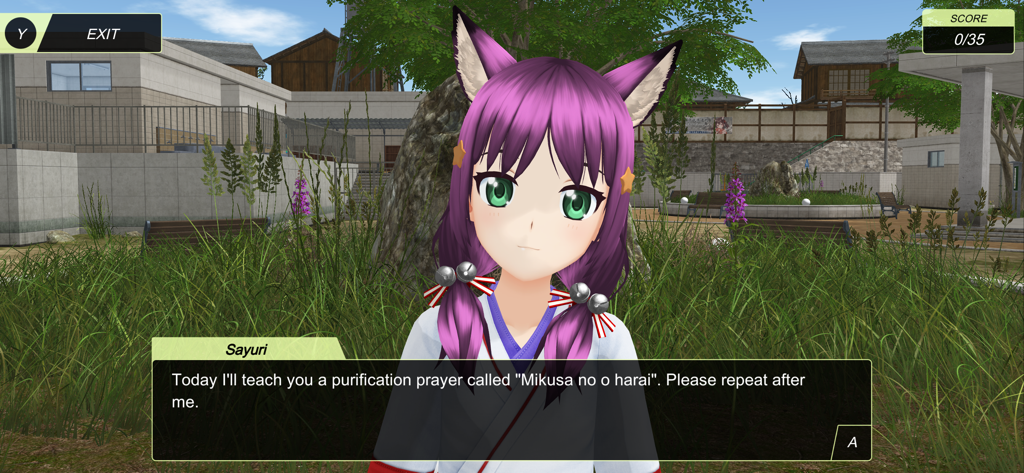 Anime City - Anime character Sayuri teaching a purification prayer in Anime City