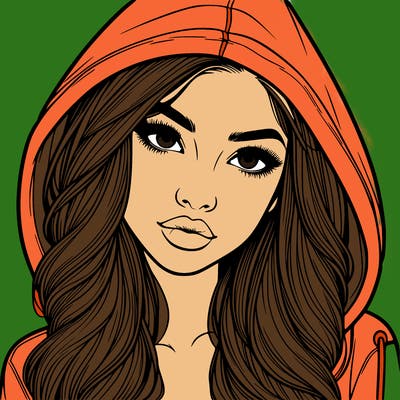 realistic beautiful girl with a hood on