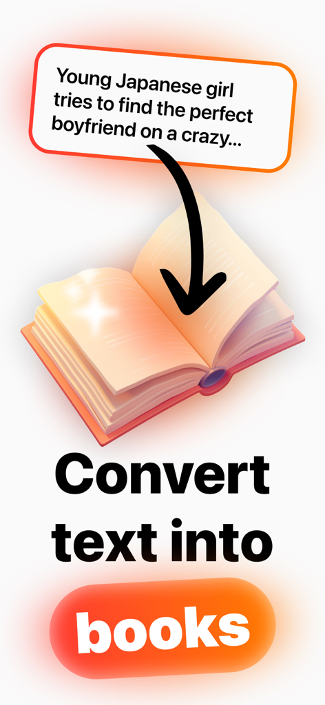 Poetry AI: Poem Writing - Una ilustración que muestra un prompt de texto convirtiéndose en un libro de cuentos abierto y brillante