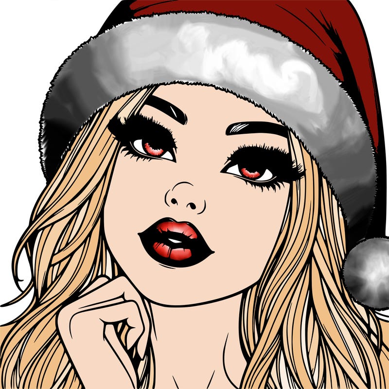 realistic christmas girl with lips