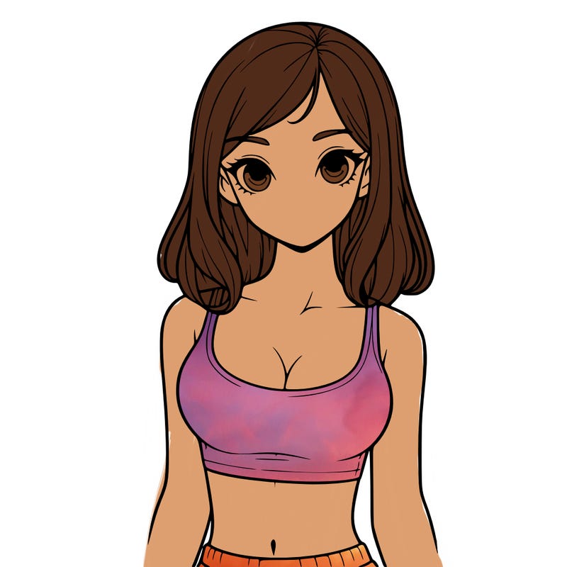 realistic girl with a nice body and ca croptop