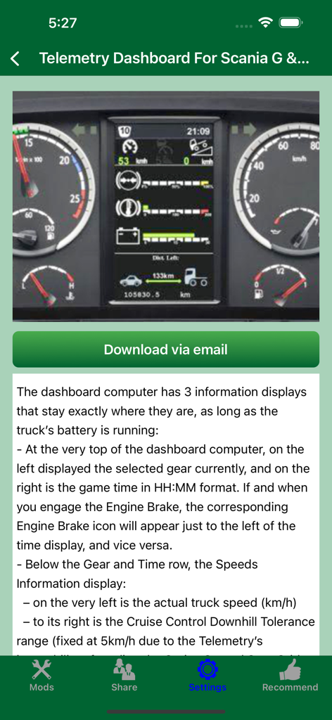 ETS2 - DLC, Mods & Addons - Details of a Scania telemetry dashboard mod for Euro Truck Simulator 2