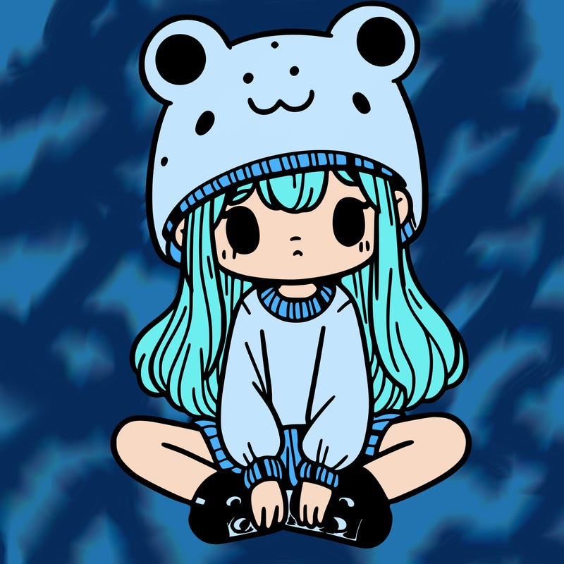 a girl wearing a frog hat and some frog socks