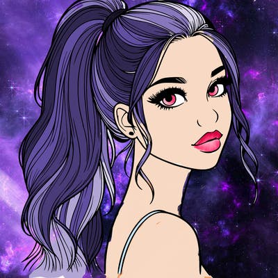 realistic pretty girl with high pony tail