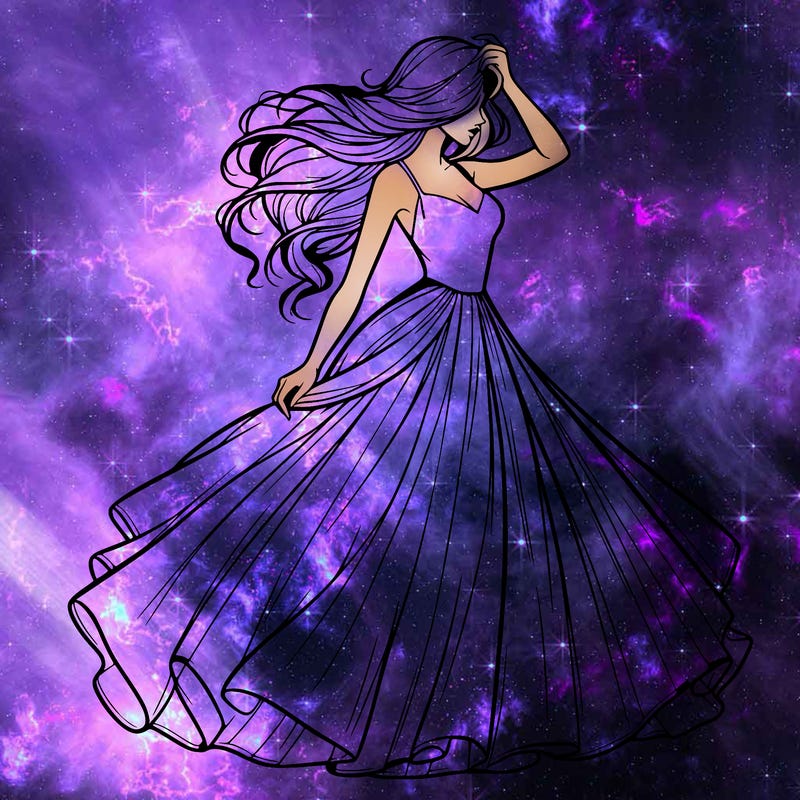 realistic woman with dress flowing in the wind