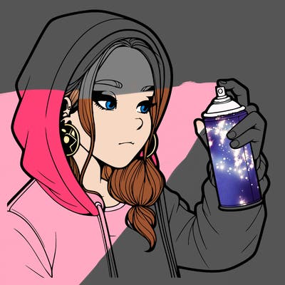 a realistic girl, spray painting