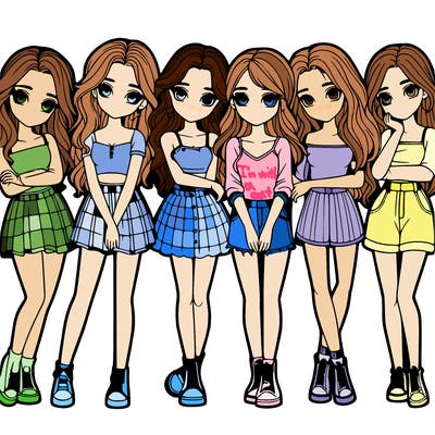 a group of girls realistic