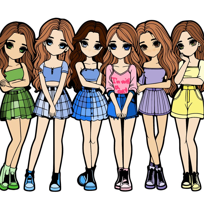 a group of girls realistic