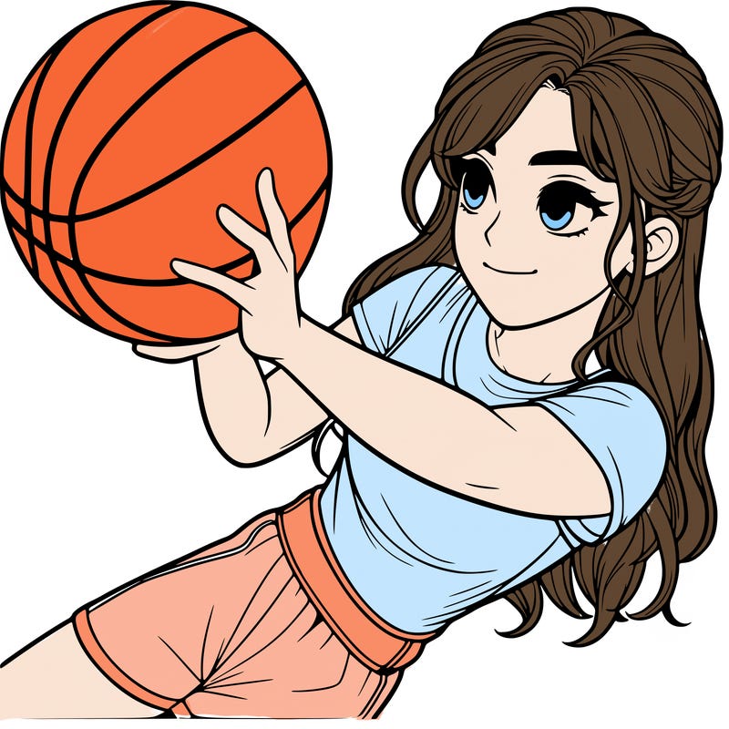 realistic girl playing basketball
