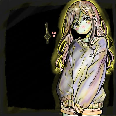 manga teen girl  in a sweater and baggy pants