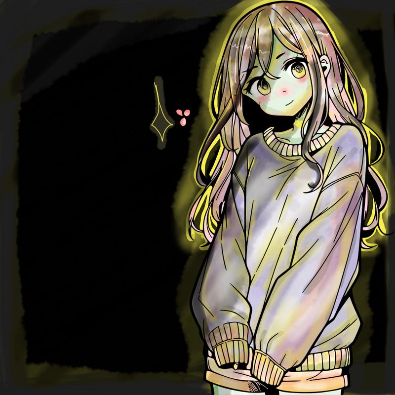 manga teen girl  in a sweater and baggy pants