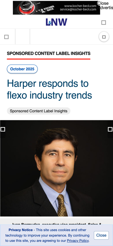 Sponsored article about flexo industry trends in the Label and Narrow Web app