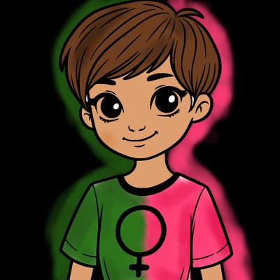 girl with pixie cut and feminist shirt