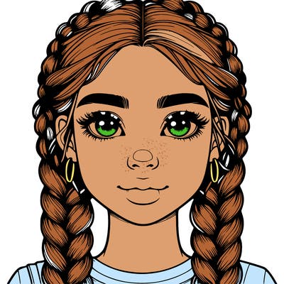 realistic girl with braids