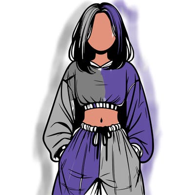 realistic girl faceless with baggy pants and a crop top