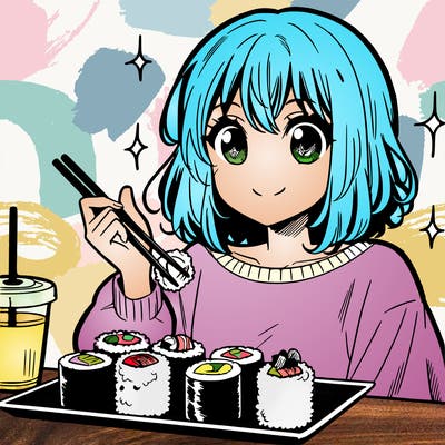 manga girl who loves sushi
