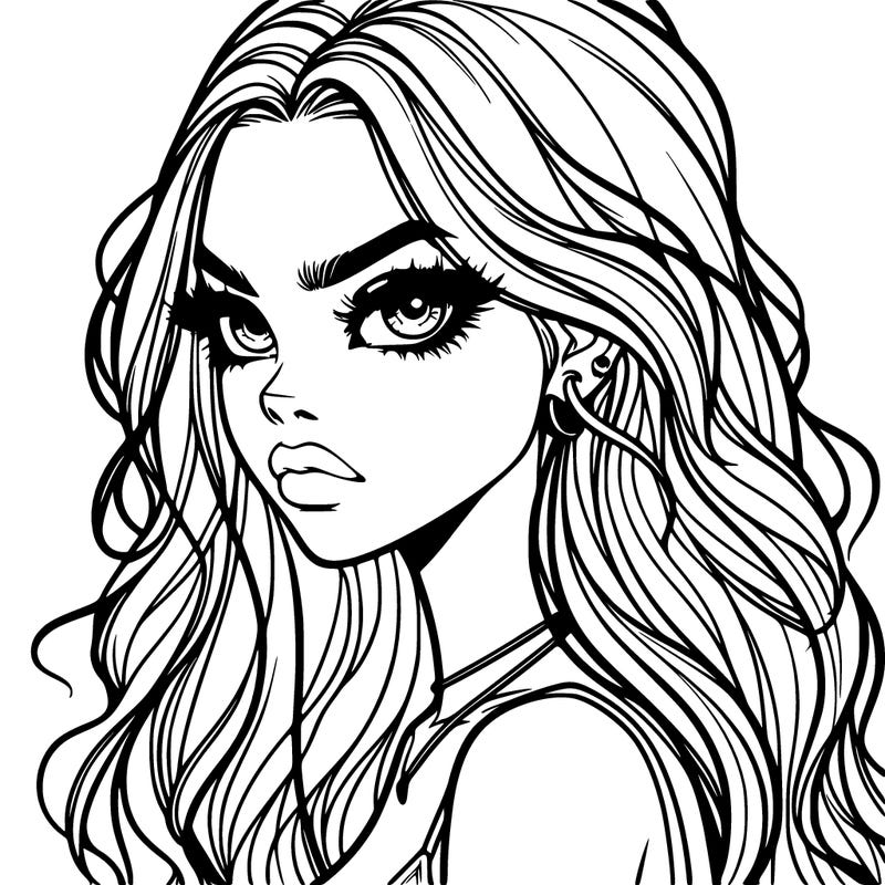 a realistic girl with siren eyes and looks badass