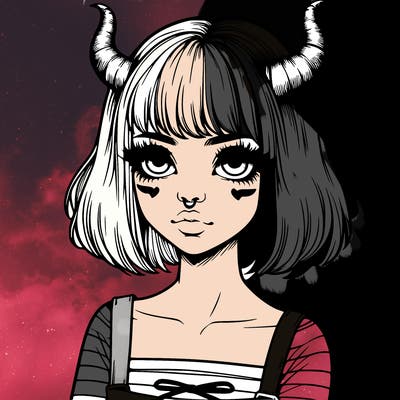 realistic girl with horns