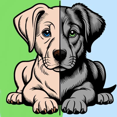 realistic dog split picture