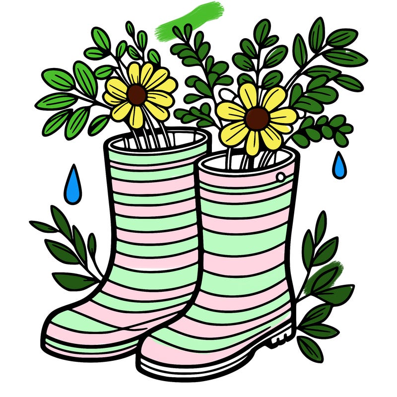 rain boots with flowers