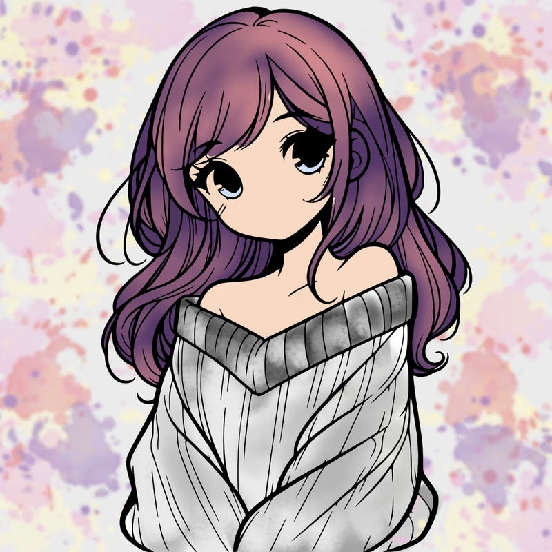 shy pretty girl wearing a sweater that is falling off one shoulder portrait