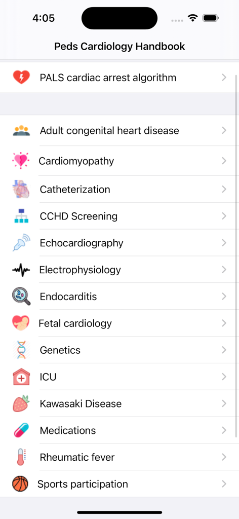 Peds Cardiology Handbook - Medical App | MWM
