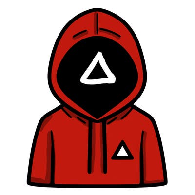 a person with non face waering a hoodie with a small triangle symbol